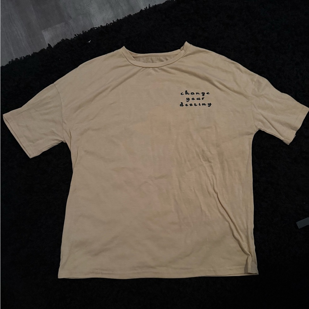SHEIN Men's Change Your Thoughts Graphic Oversize Fit Tshirt Cream & Black Sz.XL